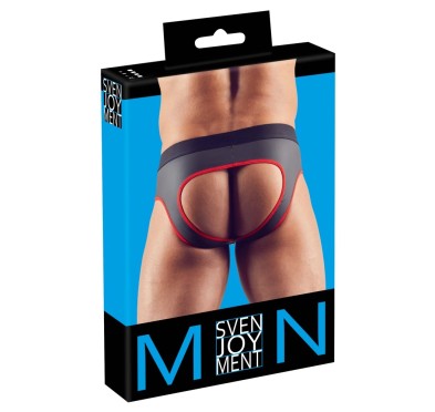 Svenjoyment - Seksowne Jockstrap Otwarte Z Tyłu I Zamkiem Na Penisa Czarno/Czerwone L